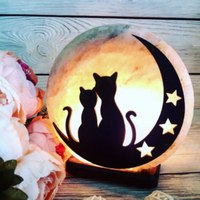 Соляная лампа «Коты на Луне»